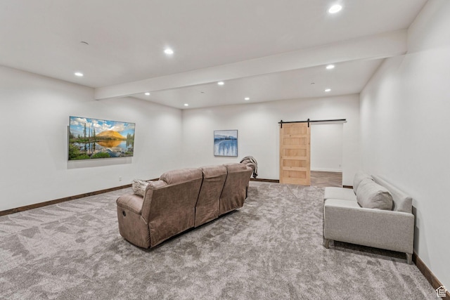 1075 N Oquirrh Mountain Dr Unit 64, Heber City, UT 84032 - carpeted living area with recessed lighting and a barn door