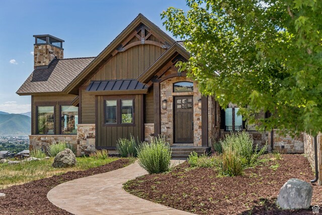 1075 N Oquirrh Mountain Dr Unit 64, Heber City, UT 84032 - craftsman-style home featuring stone siding, a standing seam roof, board and batten siding, and a metal roof