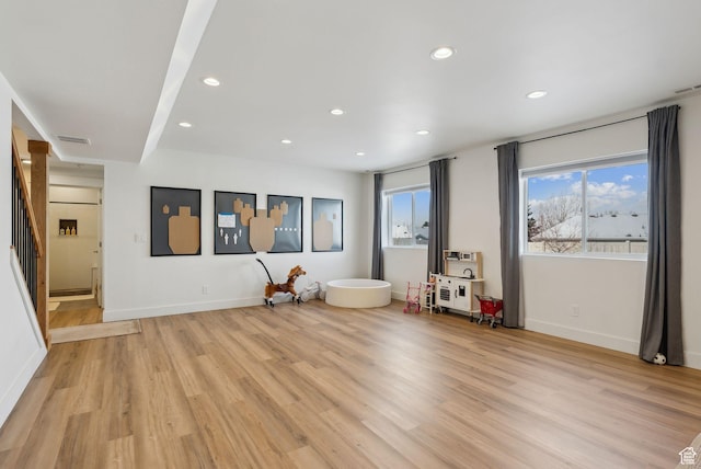 541 N 1400 E, Heber City, UT 84032 - rec room featuring recessed lighting, light wood-style floors, and baseboards