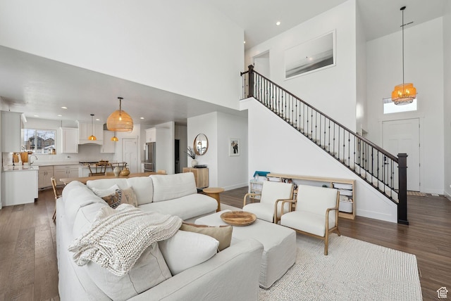541 N 1400 E, Heber City, UT 84032 - living area with stairway, recessed lighting, baseboards, and wood finished floors