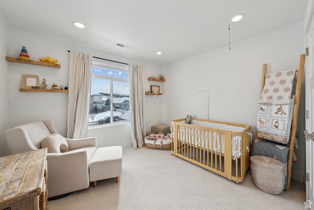 541 N 1400 E, Heber City, UT 84032 - carpeted bedroom featuring visible vents, recessed lighting, and a nursery area