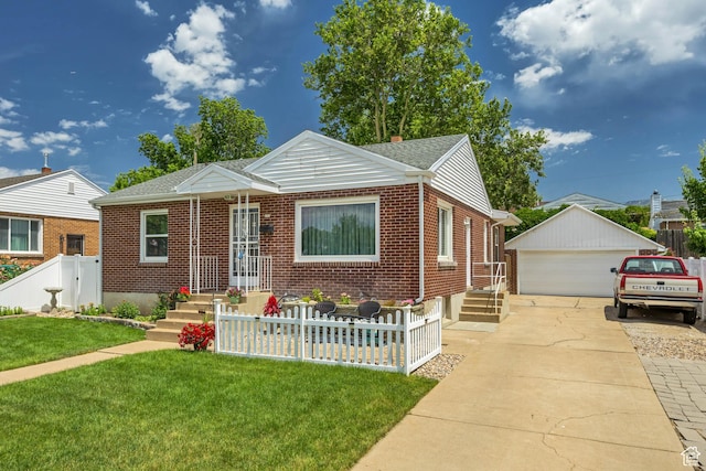357 S 600 E, Clearfield, UT 84015 - bungalow-style house with a garage, an outdoor structure, brick siding, and a shingled roof