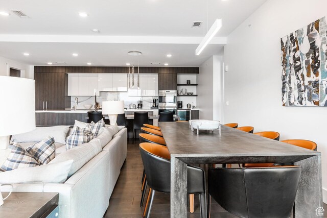 2752 W High Mountain Rd Unit 306, Park City, UT 84098 - dining area with visible vents, recessed lighting, and dark wood-type flooring