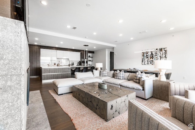 2752 W High Mountain Rd Unit 306, Park City, UT 84098 - living room featuring visible vents, recessed lighting, and wood finished floors