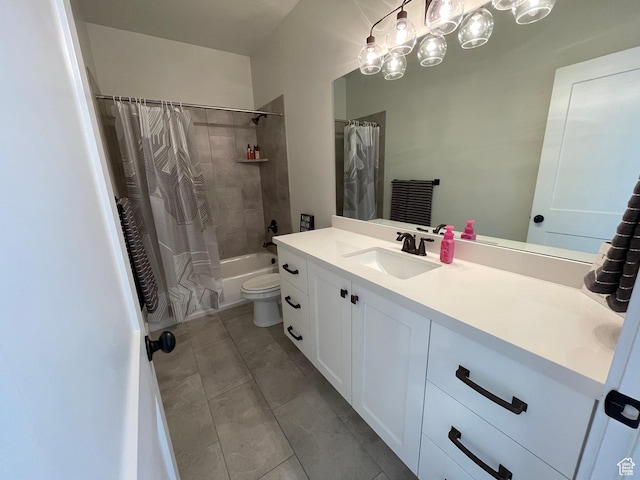 10887 S Lamond Dr, South Jordan, UT 84009 - bathroom with tile patterned floors, toilet, vanity, and shower / bathtub combination with curtain
