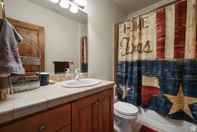 1056 W Lime Canyon Rd, Midway, UT 84049 - bathroom featuring toilet, vanity, tile patterned flooring, and visible vents