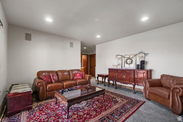1056 W Lime Canyon Rd, Midway, UT 84049 - carpeted living room with visible vents and recessed lighting