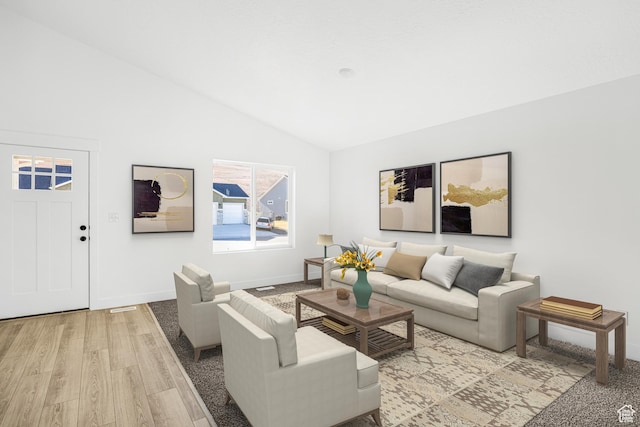 1667 S Marigold Way Unit 230E, Santaquin, UT 84655 - living room with lofted ceiling and wood finished floors