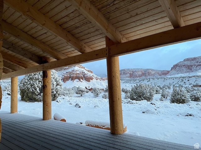 365 W Sleeping Rainbow Dr, Torrey, UT 84775 - snow covered deck featuring a mountain view
