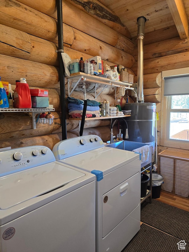 365 W Sleeping Rainbow Dr, Torrey, UT 84775 - laundry room featuring separate washer and dryer, wooden ceiling, and laundry area