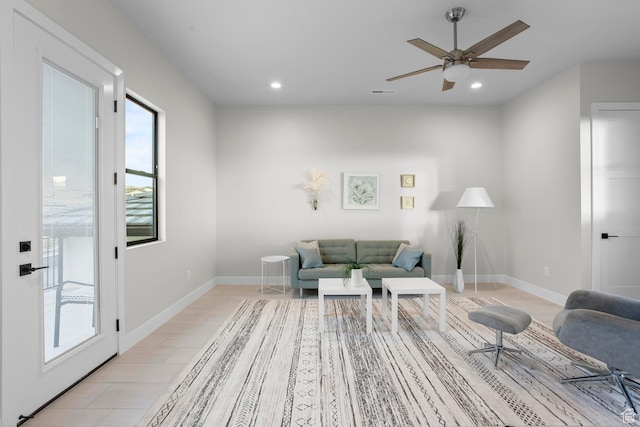 1036 E Fremont St, Washington, UT 84780 - living area featuring ceiling fan, recessed lighting, visible vents, and baseboards