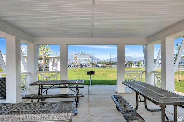 388 N Regatta Ln, Saratoga Springs, UT 84045 - view of patio / terrace with outdoor dining area and a mountain view