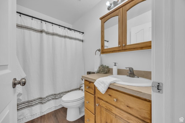 162 S 500 W, Tremonton, UT 84337 - full bath with toilet, vanity, a shower with curtain, and wood finished floors