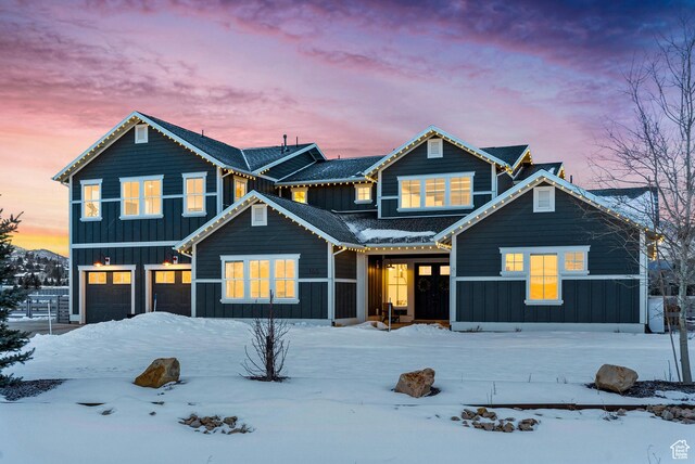 view of front of house with a garage and board and batten siding