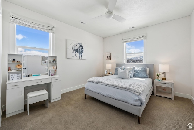 165 E Wasatch Way, Snyderville, UT 84098 - bedroom featuring visible vents, baseboards, a ceiling fan, and carpet flooring