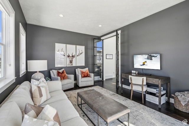 165 E Wasatch Way, Snyderville, UT 84098 - living area featuring recessed lighting, baseboards, a healthy amount of sunlight, and wood finished floors