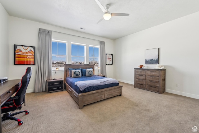 165 E Wasatch Way, Snyderville, UT 84098 - bedroom with visible vents, baseboards, carpet, and a ceiling fan