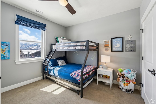 165 E Wasatch Way, Snyderville, UT 84098 - bedroom featuring visible vents, baseboards, a ceiling fan, and carpet flooring