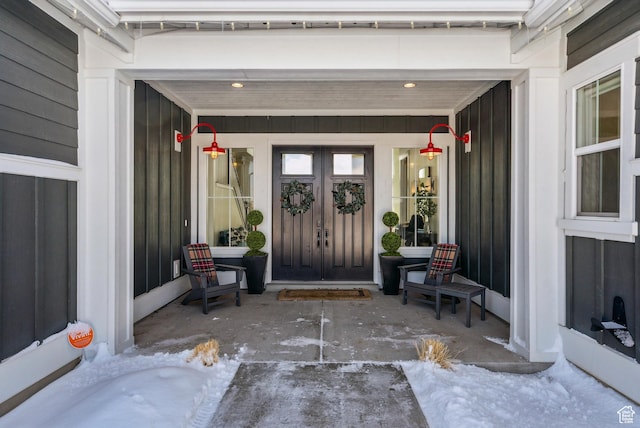 165 E Wasatch Way, Snyderville, UT 84098 - snow covered property entrance with french doors