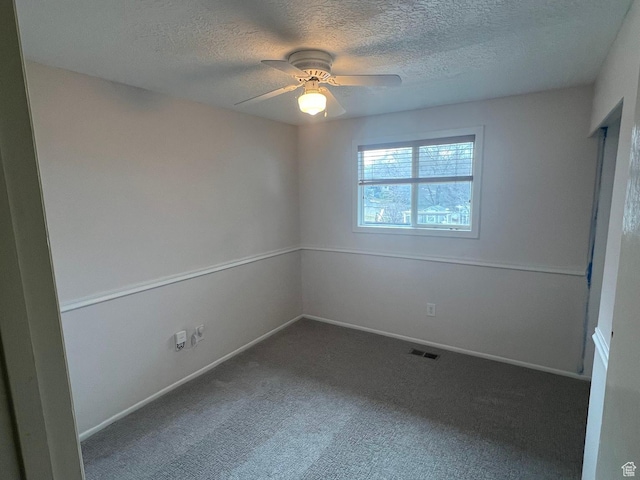 916 E Sunburn Ln, Sandy, UT 84094 - carpeted empty room with visible vents, baseboards, a textured ceiling, and a ceiling fan