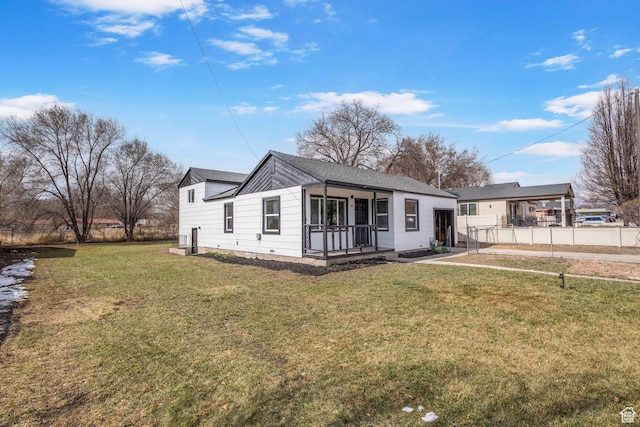 154 S 400 E, American Fork, UT 84003 - view of front of home featuring covered porch, a shingled roof, a front yard, and fence