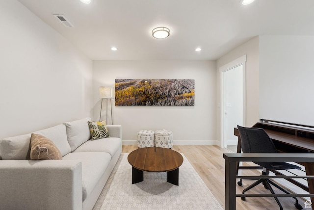 6005 N Westridge Rd, Heber City, UT 84032 - living area featuring light wood-type flooring, recessed lighting, baseboards, and visible vents