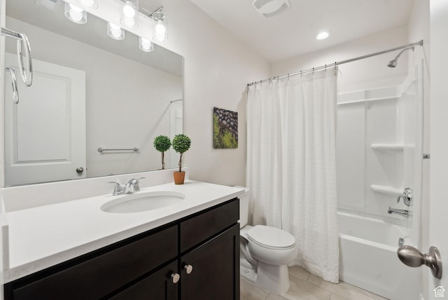 6005 N Westridge Rd, Heber City, UT 84032 - bathroom with toilet, vanity, shower / tub combo with curtain, and visible vents