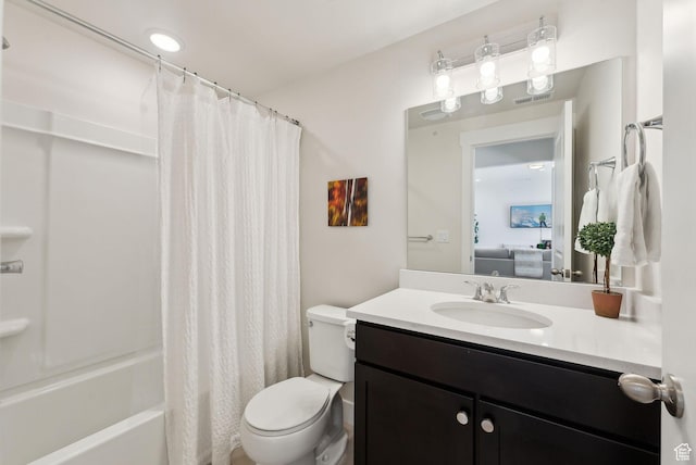 6005 N Westridge Rd, Heber City, UT 84032 - bathroom featuring toilet, vanity, shower / tub combo, and visible vents