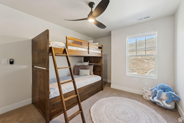 6005 N Westridge Rd, Heber City, UT 84032 - carpeted bedroom featuring baseboards, ceiling fan, and visible vents