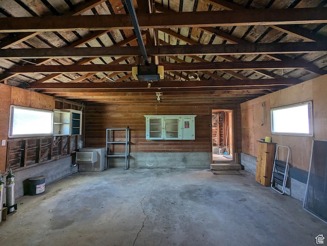 garage with a garage door opener