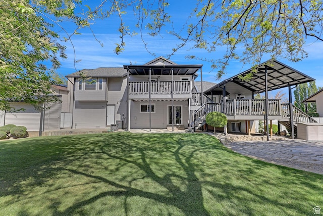 1778 Allison Way, Syracuse, UT 84075 - back of house featuring stairs, a patio area, a yard, and a deck