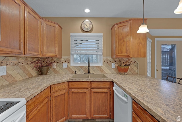 1778 Allison Way, Syracuse, UT 84075 - kitchen with white dishwasher, light countertops, decorative backsplash, and a sink