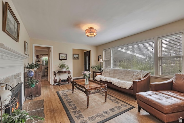 3614 Taylor Ave, Ogden, UT 84403 - living area with a fireplace with flush hearth and light wood-type flooring