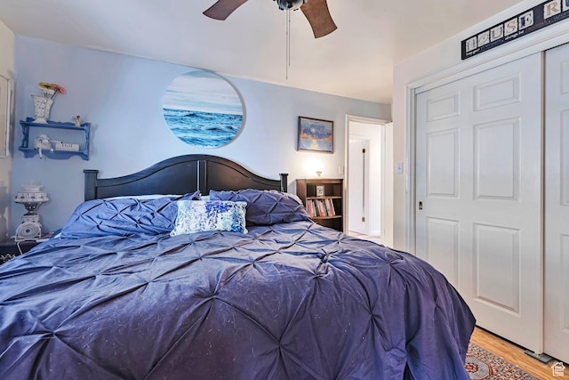 3614 Taylor Ave, Ogden, UT 84403 - bedroom featuring wood finished floors, ceiling fan, and a closet