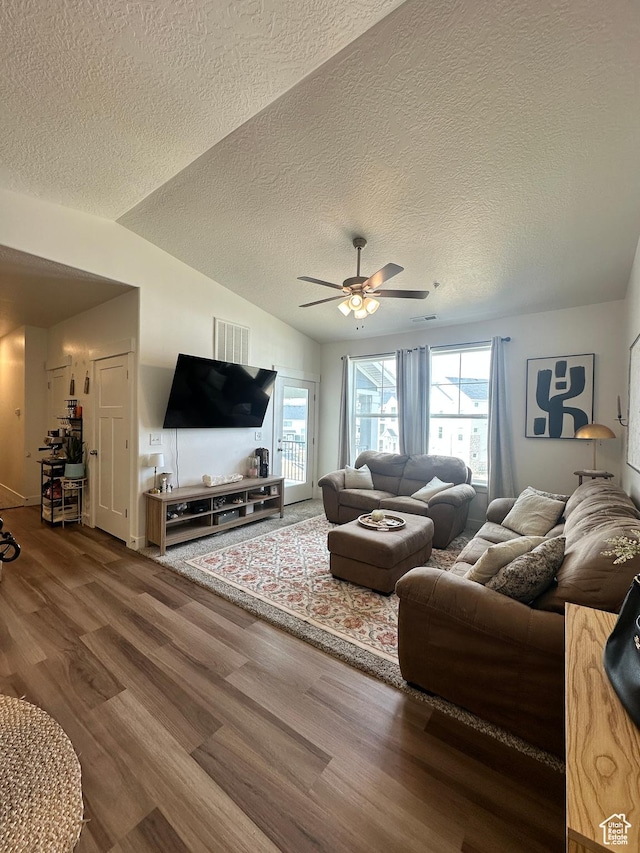 938 W Coral Charm Way N Unit L302, Saratoga Springs, UT 84045 - living area with a wealth of natural light, a ceiling fan, lofted ceiling, and wood finished floors