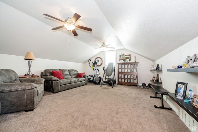 2252 W 3250 S, West Haven, UT 84401 - carpeted living room with lofted ceiling and a ceiling fan