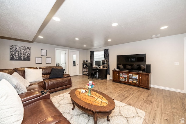 2252 W 3250 S, West Haven, UT 84401 - living area featuring recessed lighting, light wood-style flooring, a textured ceiling, and baseboards