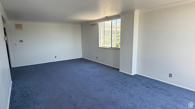 777 E S Temple Unit 13A, Salt Lake City, UT 84102 - unfurnished room with crown molding, dark colored carpet, and baseboards