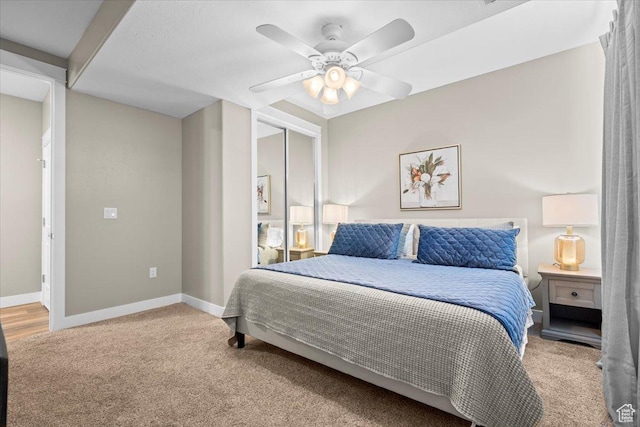 1336 S 2650 E, Springville, UT 84663 - bedroom featuring light colored carpet, baseboards, a closet, and ceiling fan
