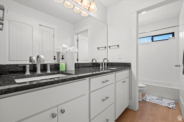 1336 S 2650 E, Springville, UT 84663 - full bathroom featuring double vanity, toilet, wood finished floors, and a sink