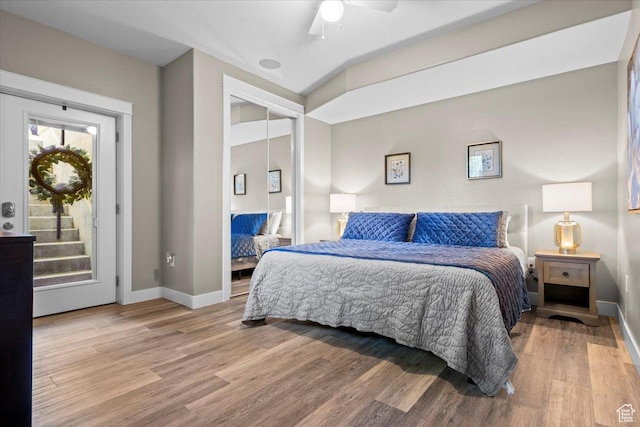 1336 S 2650 E, Springville, UT 84663 - bedroom featuring ceiling fan, a closet, baseboards, and wood finished floors