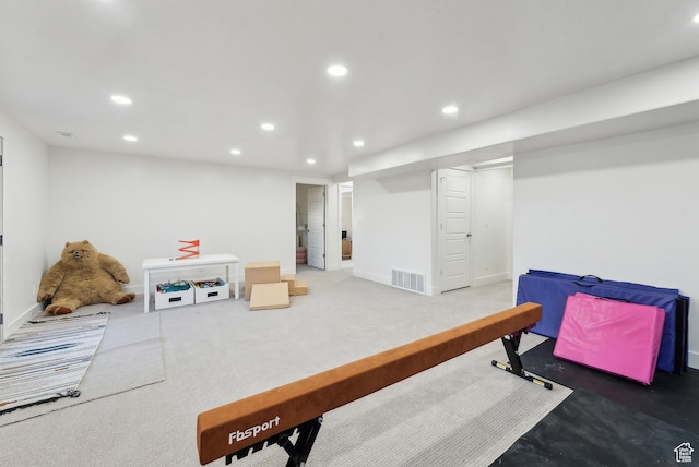 2101 W 980 S, Orem, UT 84059 - recreation room with recessed lighting, visible vents, carpet floors, and baseboards