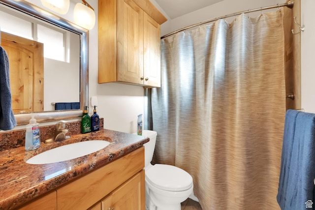 1617 N Mount Zion Dr, Apple Valley, UT 84737 - full bathroom featuring toilet, a shower with shower curtain, and vanity