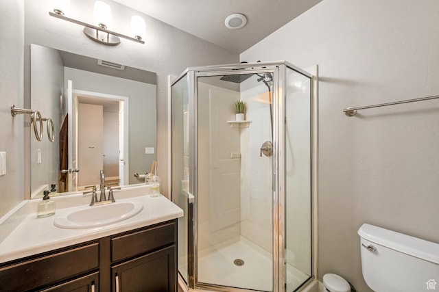 4712 W S Jordan Pkwy S, South Jordan, UT 84009 - full bath featuring visible vents, a stall shower, toilet, and vanity