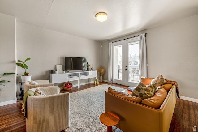 4712 W S Jordan Pkwy S, South Jordan, UT 84009 - living room with french doors, baseboards, and wood finished floors