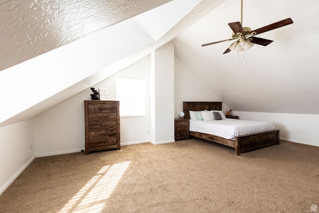 832 S 1430 E, Spanish Fork, UT 84660 - bedroom featuring carpet flooring, vaulted ceiling, a ceiling fan, and baseboards