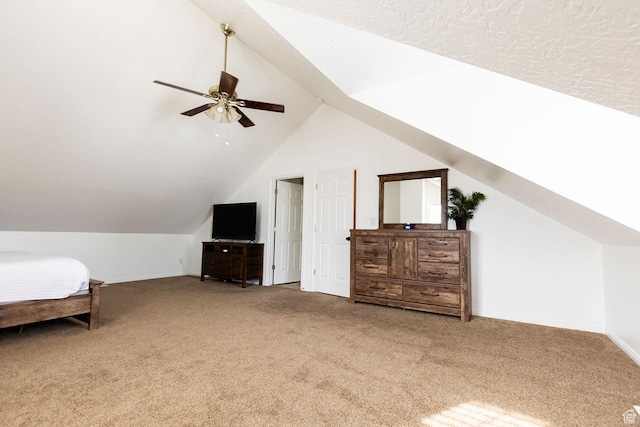 832 S 1430 E, Spanish Fork, UT 84660 - bedroom with carpet flooring, vaulted ceiling, baseboards, and a ceiling fan