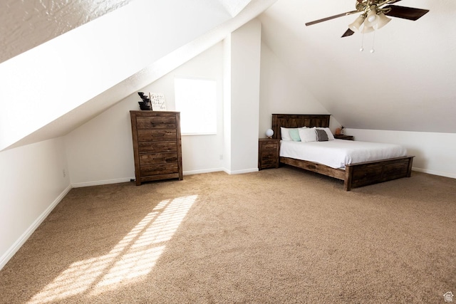 832 S 1430 E, Spanish Fork, UT 84660 - bedroom featuring carpet flooring, lofted ceiling, a ceiling fan, and baseboards