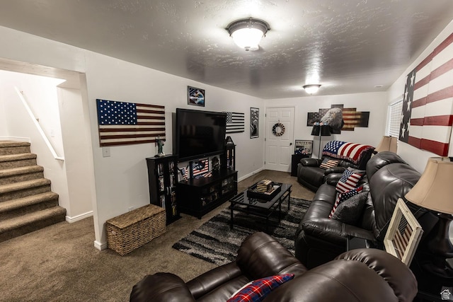 832 S 1430 E, Spanish Fork, UT 84660 - living area featuring carpet flooring, baseboards, and stairs