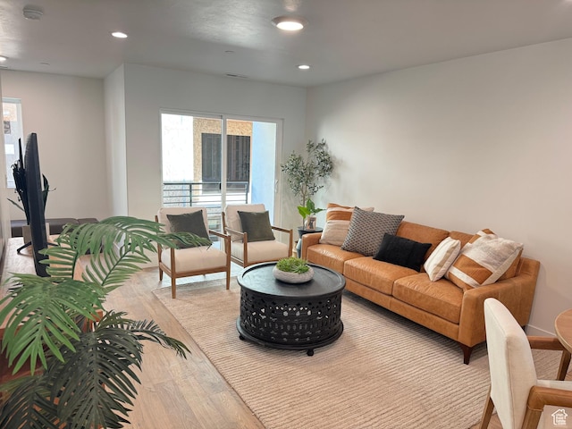 1590 S 900 W Unit 902, Salt Lake City, UT 84104 - living room with visible vents, light wood-style flooring, and recessed lighting